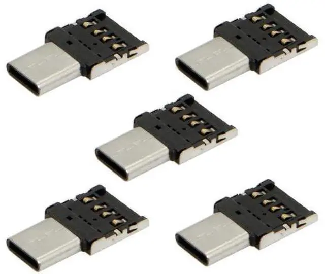 Main image of 5 Pack Ultra Mini USB-C Male to USB 2.0 Female OTG Adapter, Portable Type-C OTG Connector for Phone, Tablet, Laptop