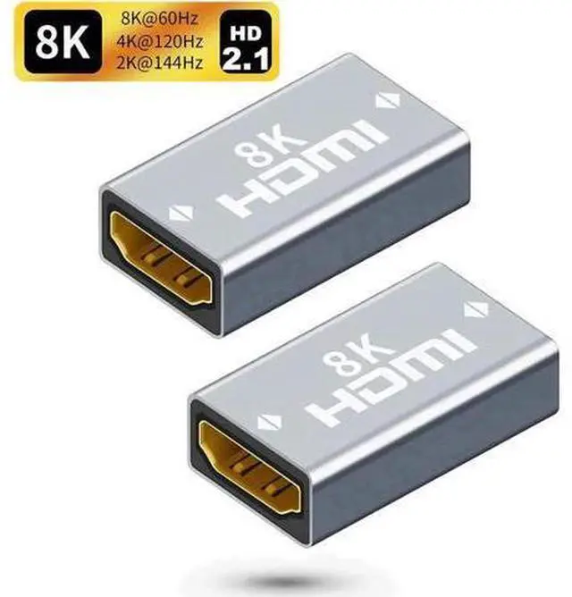 Main image of 2 Pack Aluminum Alloy HDMI 2.1 Female to Female Coupler, 8K HDMI Cable Extender Adapter for HDTV, PS4, PS5, Laptops, Monitors