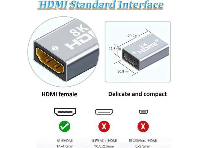 Alt view image 2 of 7 - 2 Pack Aluminum Alloy HDMI 2.1 Female to Female Coupler, 8K HDMI Cable Extender Adapter for HDTV, PS4, PS5, Laptops, Monitors