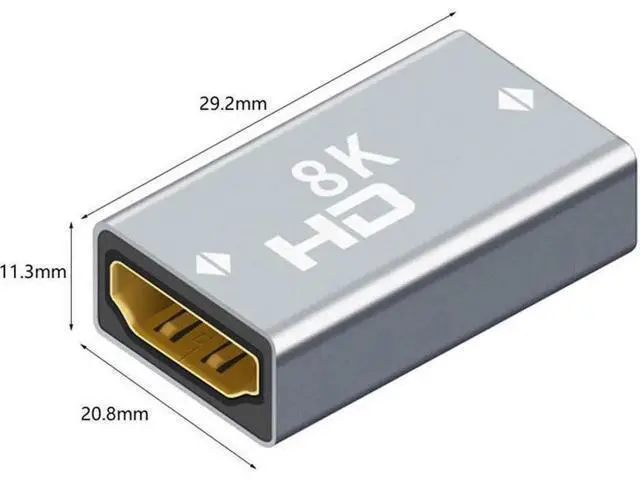 Alt view image 7 of 7 - 2 Pack Aluminum Alloy HDMI 2.1 Female to Female Coupler, 8K HDMI Cable Extender Adapter for HDTV, PS4, PS5, Laptops, Monitors