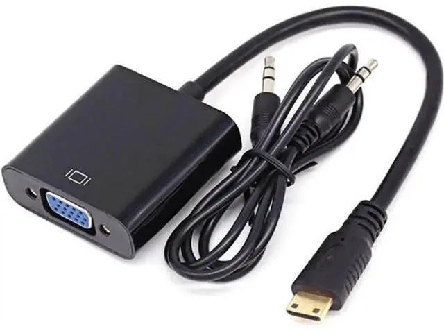 Main image of Active Mini HDMI to VGA Video Converter Adapter with 3.5mm Audio Cable, Mini HDMI Male to VGA Female for Camera Tablet Graphics Card Camcorder