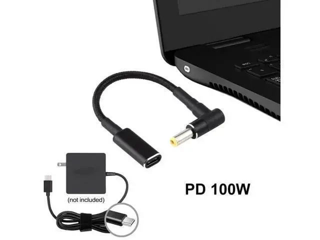 Alt view image 4 of 5 - Right Angle DC 5.5×2.5mm to USB-C PD 100W Nylon Braided Power Cable | Fixed 18.5V~20V Trigger Adapter Cord
