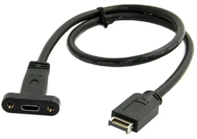 Main image of 40cm Type-E Key-A Header to Panel Mount USB-C Female Extension Cable | USB3.2 Gen2 10Gbps Front Panel Adapter Cord