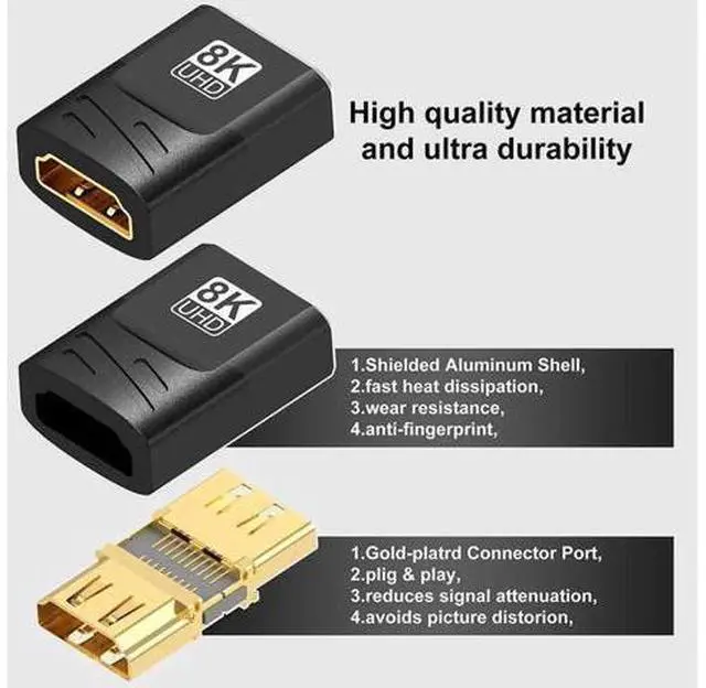Alt view image 6 of 7 - 8K HDMI 2.1 Female to Female Coupler HDMI-Compatible Cable Extender Adapter