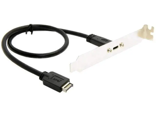 Alt view image 2 of 2 - 40cm Type-E Key-A Header to Panel Mount USB-C Female Extension Cable | USB3.2 Gen2 10Gbps Front Panel Adapter Cord