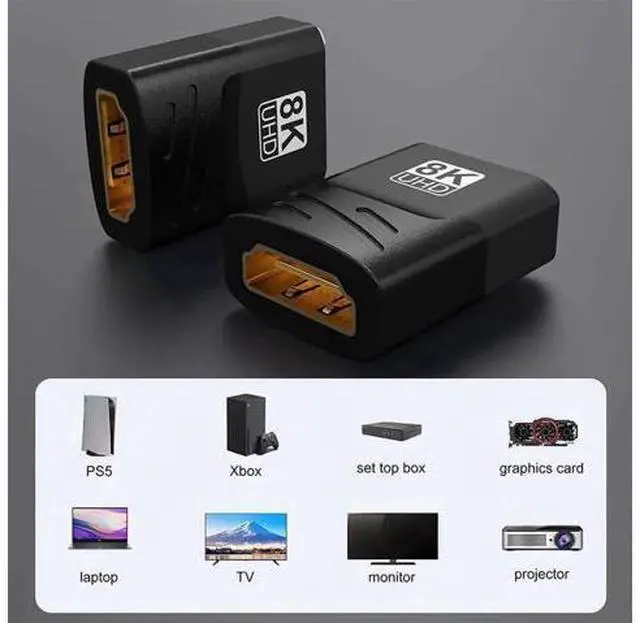 Alt view image 7 of 7 - 8K HDMI 2.1 Female to Female Coupler HDMI-Compatible Cable Extender Adapter