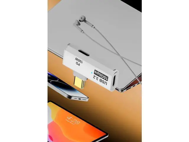 Alt view image 3 of 6 - White 2-in-1 Dual USB C Splitter Dongle, Type C Headphone Adapter with Max 100W PD Fast Charging Port for ROG Ally, Steam Deck, Meta Quest 2, iPhone 15 Series, iPad, MacBook & All USB-C Devices