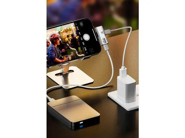 Alt view image 2 of 6 - White 2-in-1 Dual USB C Splitter Dongle, Type C Headphone Adapter with Max 100W PD Fast Charging Port for ROG Ally, Steam Deck, Meta Quest 2, iPhone 15 Series, iPad, MacBook & All USB-C Devices