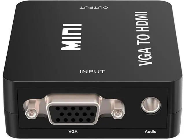 Alt view image 4 of 7 - Mini 1080P VGA to HDMI Converter Adapter with Micro USB Power & 3.5mm Audio Cable, VGA to HDMI Audio Video Connector for PC Laptop DVD, Black