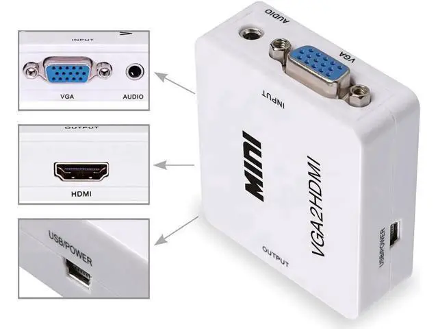 Alt view image 3 of 5 - 1080P VGA to HDMI Adapter with 3.5mm Audio Port, VGA Audio Video Converter Compatible with HDTV, Monitor, Laptop, Desktop PC