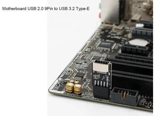 Alt view image 2 of 6 - Motherboard USB2.0 9Pin Header to USB3.2 20Pin Key-A Type-E Female Adapter Cable for Front USB-C Panel Mount
