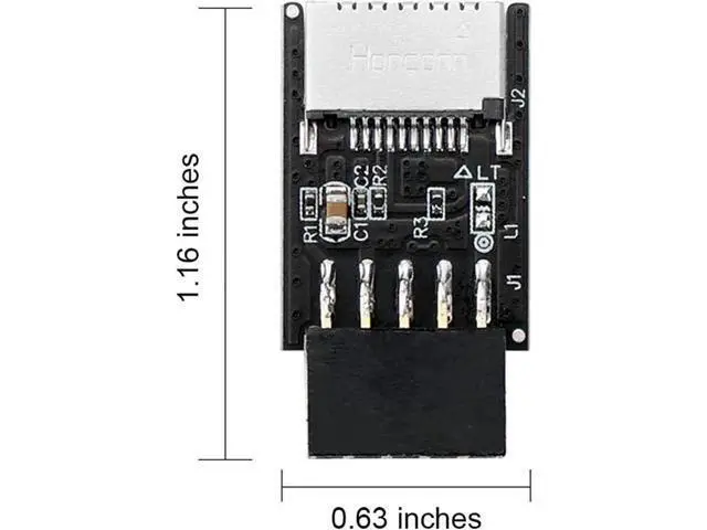 Alt view image 5 of 6 - Motherboard USB2.0 9Pin Header to USB3.2 20Pin Key-A Type-E Female Adapter Cable for Front USB-C Panel Mount