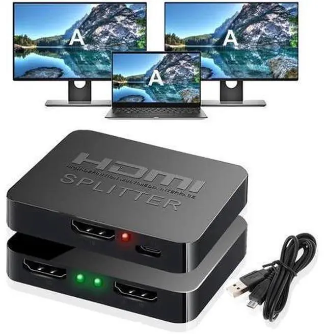 Main image of 1 in 2 Out HDMI Splitter for Dual Monitors, 4K HDMI Mirror Adapter Distributes Single Source to Two Displays Simultaneously
