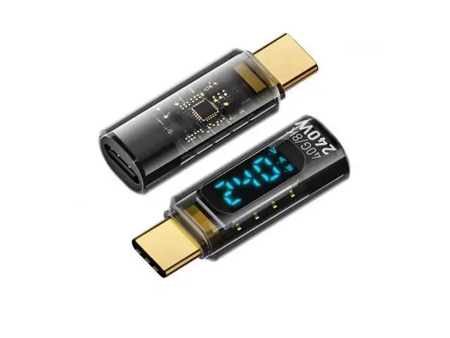 Alt view image 4 of 7 - 240W USB4 Male to Female Extension Adapter with Smart LED Display, USB4.0 40Gbps Type-C Voltage Current Power Tester Detector