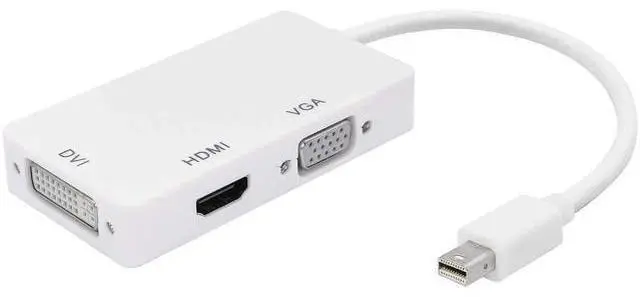 Main image of 3-in-1 Mini DP to HDMI DVI VGA Adapter, Mini DisplayPort 1.2 4K Converter, Thunderbolt 1/2 Compatible for PC, Projectors, Monitors & HDTV