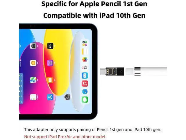 Alt view image 6 of 6 - Transparent USB-C Male to Apple Pencil 1st Gen Charging Adapter, Type-C Charging Dongle Connector Compatible with iPad 10th Generation