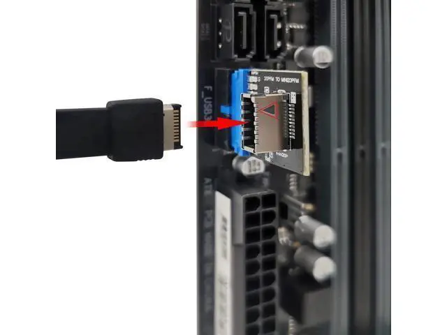Alt view image 3 of 6 - USB 3.0 19-Pin Header to USB 3.1/3.2 Type-C A-Key 20-Pin Adapter, Internal Front Panel Converter for PC Motherboard