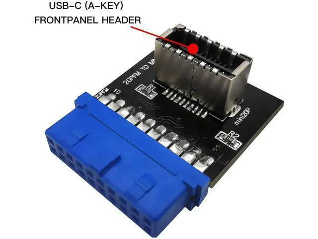 Alt view image 6 of 6 - USB 3.0 19-Pin Header to USB 3.1/3.2 Type-C A-Key 20-Pin Adapter, Internal Front Panel Converter for PC Motherboard