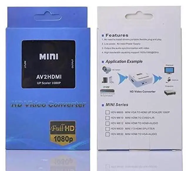Alt view image 3 of 6 - 1080P CVBS RCA AV to HDMI Converter Black, Composite Analog to Digital Video Audio Adapter Compatible TV PS3 VHS DVD PC Blu-Ray Player