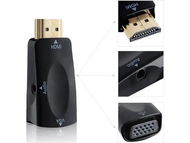 Alt view image 6 of 7 - Gold-Plated 1080P HDMI to VGA Video Adapter Converter Black, Digital HDMI to Analog VGA Connector for PC Laptop Desktop DVD TV TV Box
