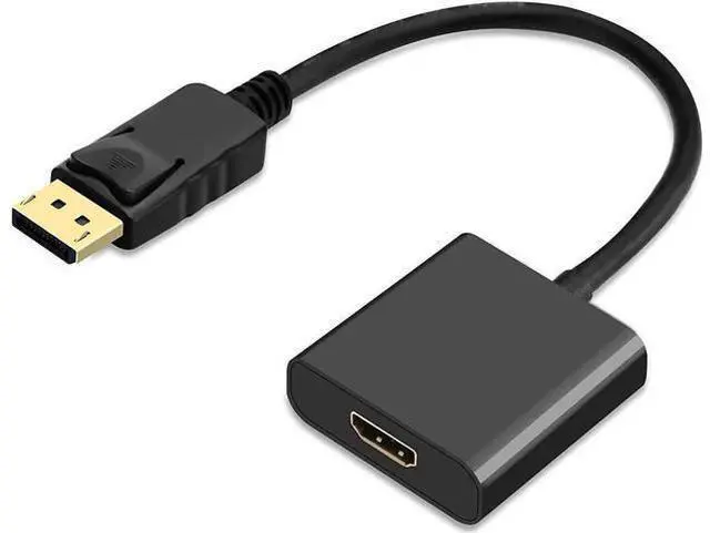 Main image of Black DP Male to HDMI Female Adapter, DisplayPort to HDMI Audio Video Converter for DP Laptops Desktops to HDMI Monitors HDTV Projectors
