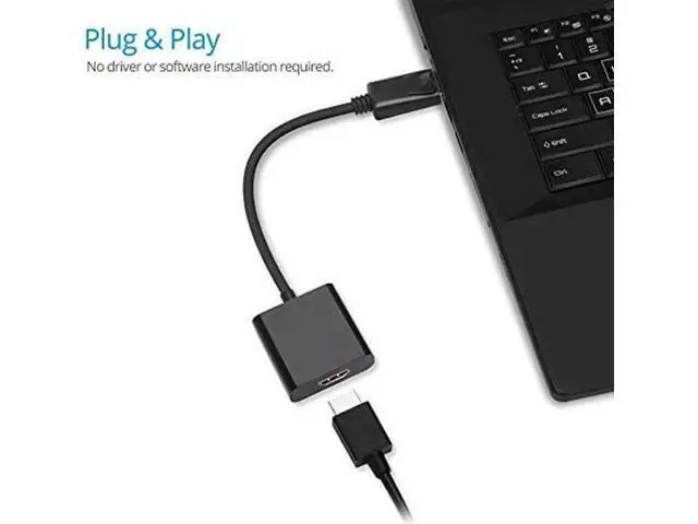 Alt view image 2 of 7 - Black DP Male to HDMI Female Adapter, DisplayPort to HDMI Audio Video Converter for DP Laptops Desktops to HDMI Monitors HDTV Projectors