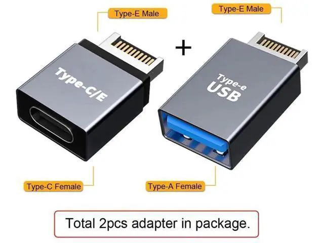 Alt view image 2 of 7 - 2PCS USB 3.1 Type-E Male to USB-A + USB-C Dual Port Motherboard Front Panel Extension Adapter