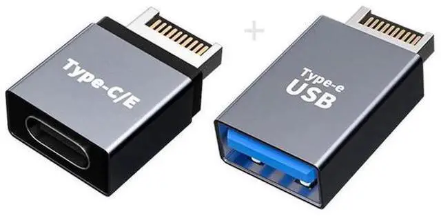 Main image of 2PCS USB 3.1 Type-E Male to USB-A + USB-C Dual Port Motherboard Front Panel Extension Adapter