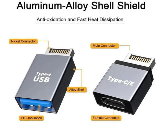 Alt view image 4 of 7 - 2PCS USB 3.1 Type-E Male to USB-A + USB-C Dual Port Motherboard Front Panel Extension Adapter