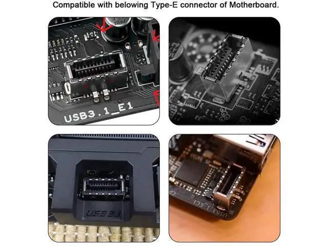 Alt view image 3 of 7 - 2PCS USB 3.1 Type-E Male to USB-A + USB-C Dual Port Motherboard Front Panel Extension Adapter