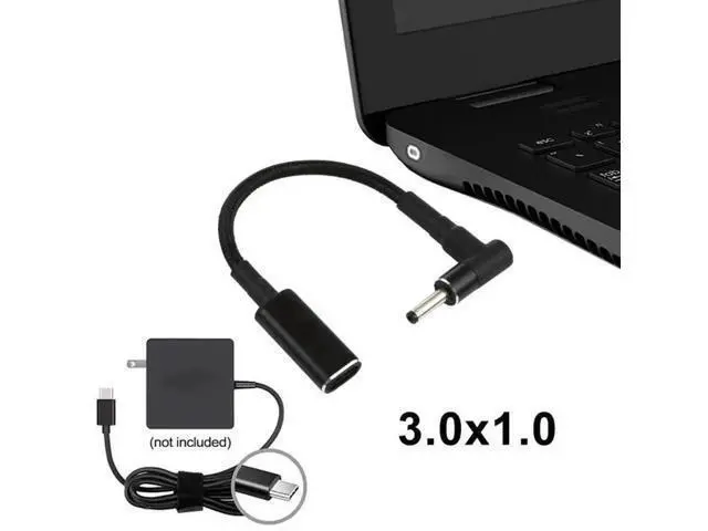 Alt view image 3 of 5 - Right Angle 3.0×1.0mm DC to USB-C PD 100W Nylon Braided Power Cable|18.5V~20V Trigger Converter Cord