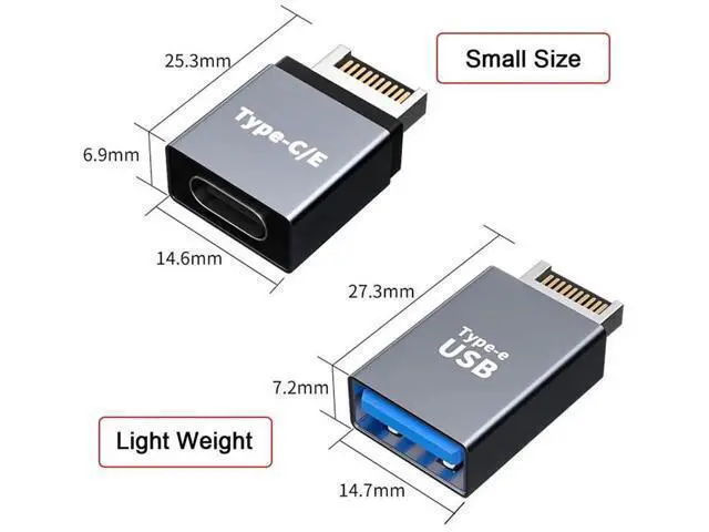 Alt view image 7 of 7 - 2PCS USB 3.1 Type-E Male to USB-A + USB-C Dual Port Motherboard Front Panel Extension Adapter