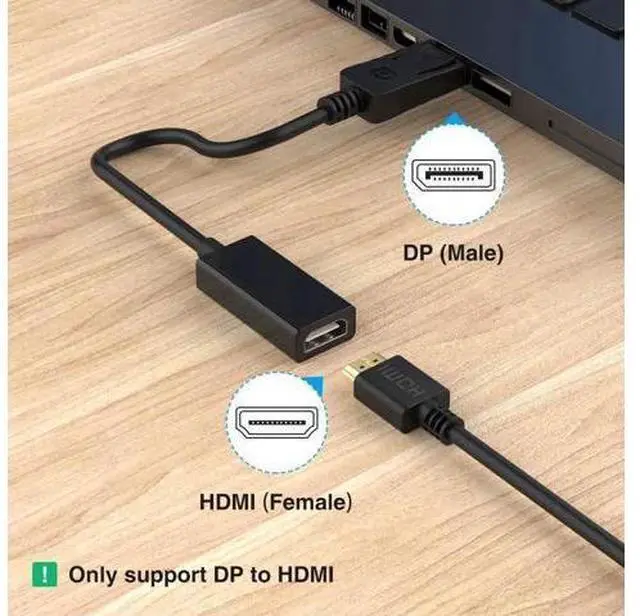 Alt view image 2 of 7 - Uni-Directional DisplayPort to HDMI Adapter, Gold-Plated Male to Female DP to HDMI 1080P Converter for Laptop PC
