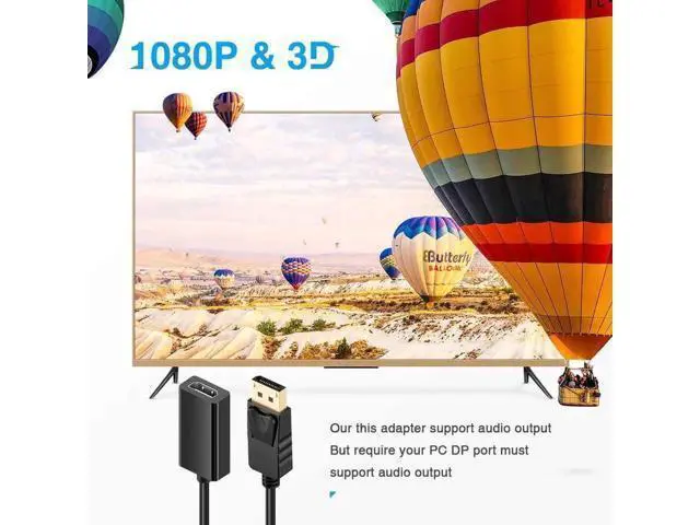 Alt view image 4 of 7 - Uni-Directional DisplayPort to HDMI Adapter, Gold-Plated Male to Female DP to HDMI 1080P Converter for Laptop PC