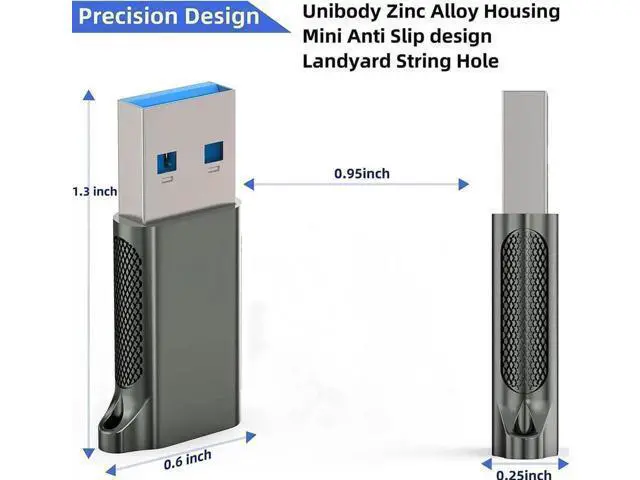 Alt view image 3 of 7 - 2 Pack USB C Female to USB A Male Adapter, USB 3.1 Gen 2 10Gbps Converter for Charging, Audio & Data Transfer