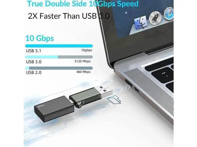 Alt view image 4 of 7 - 2 Pack USB C Female to USB A Male Adapter, USB 3.1 Gen 2 10Gbps Converter for Charging, Audio & Data Transfer