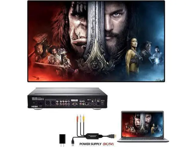 Alt view image 4 of 7 - 3RCA AV to HDMI Converter Cable, Composite CVBS RCA to HDMI Adapter Supports PAL/NTSC 1080P for VCR, DVD, Game Consoles & Old Cameras