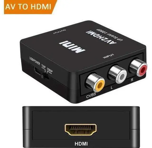 Main image of 1080P RCA AV to HDMI Converter, Mini CVBS Composite Video Audio Adapter for VCR VHS DVD PS3 PS4 Xbox STB Camera, Black
