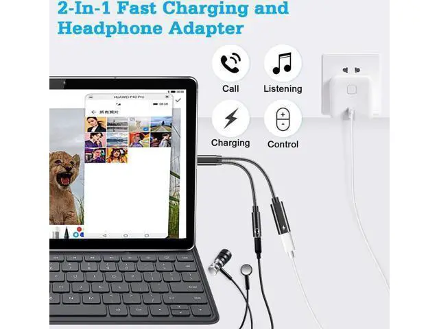 Alt view image 5 of 7 - USB C to 3.5mm Headphone Audio Adapter, 2-in-1 Type C AUX Dongle with 60W PD Fast Charging for Samsung Galaxy Pixel Series Phones