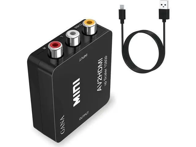 Alt view image 5 of 7 - 1080P RCA AV to HDMI Converter, Mini CVBS Composite Video Audio Adapter for VCR VHS DVD PS3 PS4 Xbox STB Camera, Black
