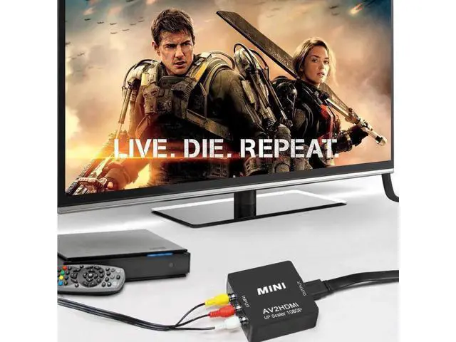 Alt view image 6 of 7 - 1080P RCA AV to HDMI Converter, Mini CVBS Composite Video Audio Adapter for VCR VHS DVD PS3 PS4 Xbox STB Camera, Black