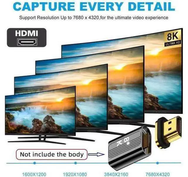 Alt view image 2 of 6 - Magnetic HDMI 2.1 Adapter with 19Pin Full Contacts, Support 8K Video Signal Magnetic HDMI Connector for Laptops, HDTV, Monitors