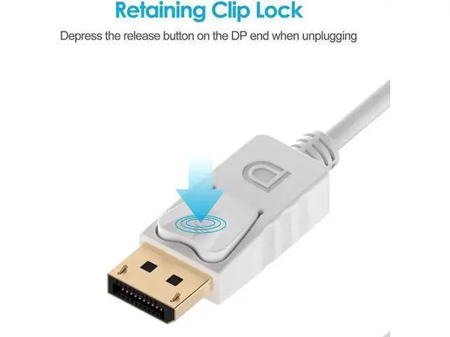Alt view image 3 of 3 - Gold-Plated DP to HDMI Compatible Passive Adapter, DisplayPort to HDMI Video Converter Supports 1080P Full HD, White Compact Connector
