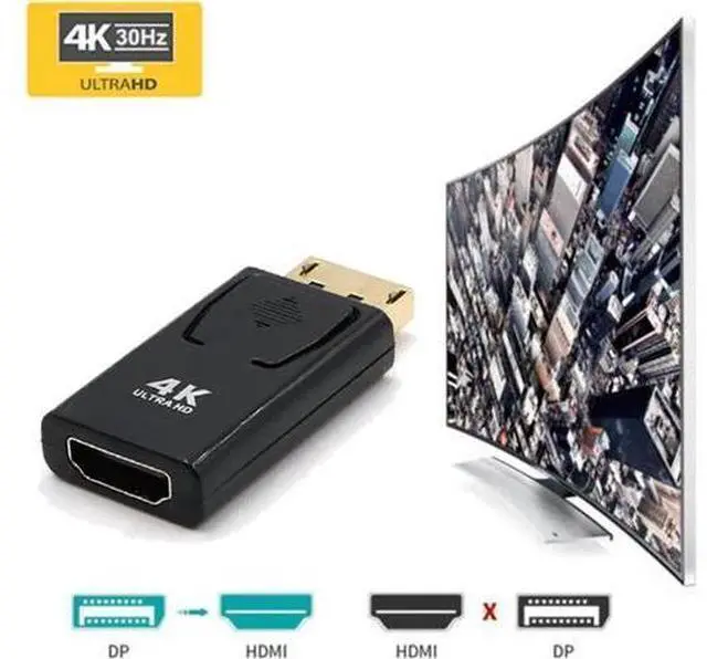 Main image of 1-Pack Black DisplayPort Male to HDMI Female Adapter, High Quality DP to HDMI Video Converter for PC, HDTV & Monitor