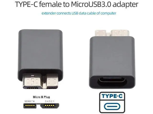 Alt view image 2 of 7 - USB 3.1 Gen 2 Type C Female to Micro USB 3.0 Male Adapter, 10Gbps High Speed Data & Power Transfer Converter for Laptop, External SSD, Hard Drive