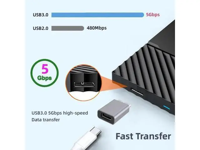 Alt view image 3 of 7 - USB 3.1 Gen 2 Type C Female to Micro USB 3.0 Male Adapter, 10Gbps High Speed Data & Power Transfer Converter for Laptop, External SSD, Hard Drive