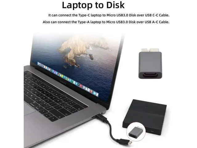 Alt view image 6 of 7 - USB 3.1 Gen 2 Type C Female to Micro USB 3.0 Male Adapter, 10Gbps High Speed Data & Power Transfer Converter for Laptop, External SSD, Hard Drive