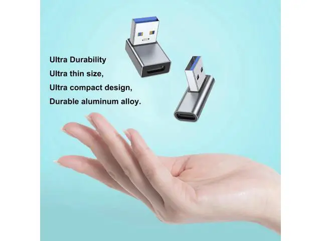 Alt view image 3 of 6 - 4 Pack 90 Degree USB A Male to USB C Female Adapter, Up/Down/Left/Right Angled USB-C Extender Converter Grey for Laptop, PC, USB Charger, Power Bank & More