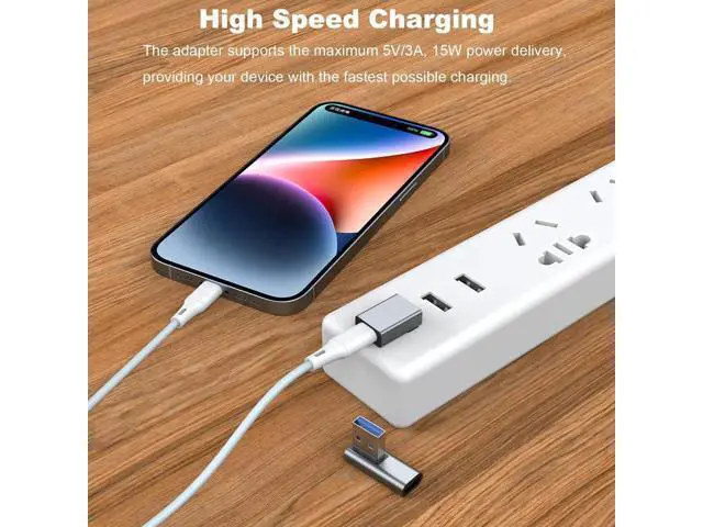 Alt view image 4 of 6 - 4 Pack 90 Degree USB A Male to USB C Female Adapter, Up/Down/Left/Right Angled USB-C Extender Converter Grey for Laptop, PC, USB Charger, Power Bank & More