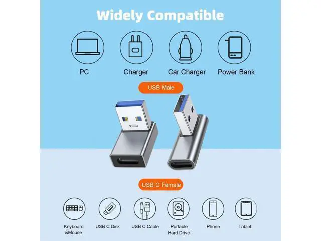 Alt view image 5 of 6 - 4 Pack 90 Degree USB A Male to USB C Female Adapter, Up/Down/Left/Right Angled USB-C Extender Converter Grey for Laptop, PC, USB Charger, Power Bank & More